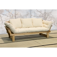 Divano  letto in legno artigianale con futon - Sesamo 3 posti